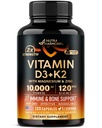 Vitamin D3 K2 - Vitamin D30000 iu & K2 som MK-7 120 mcg - Immun & Mood Support, for bein og tenner Helse - med magnesium, sink og vitamin C & B12 - svært biotilgjengelig - laget i USA, 120 kapsler