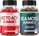 Keto ACV Gummies (60 greve) Avansert vekttap formel og irsk hav Moss Gummies (90 greve) med Bladderwrack & Burdock Root for Thyroid, energi og immunstøtte - ikke GMO, Vegansk trygt og laget i USA
