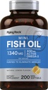 Piping Rock Mini Fish Oil 1340mg | 200 Softgels | Omega-3 Supplement for menn og kvinner | Lemon Flavor | Ikke-GMO og Glutenfri