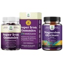 Bundle of Delicious Iron Gummies for kvinner og menn - Jern Supplement for kvinner og menn med vitamin C for høyere absorpsjon og ren magnesium glykinat 400 mg Per Serving for Mood Sleep and Relaxation