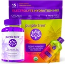 lilla tre etter feiring velvære + Hydration Elektrolyte pakker | Økologisk rehydrering, Happy Liver | 30ct flaske + 15 Hydration Sticks for vann