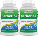 Best Naturals Berberine 500mg 120 Kapsler - Støtter immunfunksjon, kardiovaskulær og gastrointestinal funksjon (120 greve (pakke på 2))