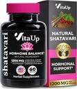 Shatavari Capsules for kvinner 1200 mg - USA laget Shatavari Root Supplement for normal hormonal støtte, Menopause & Menstrual Wellness - 60 Vegan Kapsler
