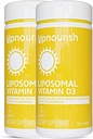 UpNourish 2 Pack - Liposomal vitamin D 5000 IE 730 mykegels, Kolekalciferol vitamin D3 med naturlig kokosolje, VIT D3 Supplement