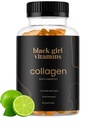 Svart Jente Vitaminer - Kollagen Gummier for hår, hud og negle støtte, med vitamin C, vitamin E, og Biotin, Glutenfri, (Lemon), 60ct