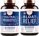 WINDSOR BOTANICALS Bloat Relief Probiotic med enzymer og Vaginal Probiotika - Digestive og Vaginal Helse Bundle
