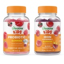 Lifeable Probiotic 2 milliarder CFU Kids + jern og vitamin C Kids, Gummier Bundle - Great Tasting, vitamin Supplement, Glutenfri, GMO Free, Chewable Gummy
