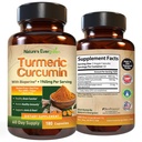 Turmeric curcumin med svart pepper ekstrakt (bioperin) og organisk gurkemeie Vegansk felles støtte Supplement. Ekstrakt 95% Curcuminoids 1965mg Supplement for sunne ledder og immunforsvar. 180 Kapsler