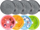 INVODA ukentlig piller Organizer 7 sammenlikning roterende piller boks for daglig medisinering og vitaminer - bærbare reisepille saken fisk olje kosttilskudd Vitaminer Organizer (4 piller boks + 4 pose)