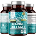 Premium Marine Collage Dipeptider med hyaluronsyre, vitamin C, teaflavin og kobber, kollagen Supplement for kvinner og menn for strålende hud, hår og negler, Glutenfri og ikke-GMO, 120 Veg Caps