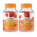 Livlig kollagen og vitamin C + sink 50mg, Gummies Bundle - Great Tasting, vitamin Supplement, Glutenfri, GMO Gratis, Chewable Gummy