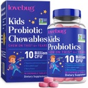 LOVEBUG Probiotika for barn - Probiotiske Chewables med Prebiotic Fiber for alder 4+,Daily Barns Gut Helse & Digestive Support Supplement, Sukkerfri Berry Flavor, 30 greve