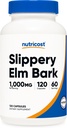 Nutricost Slippery Elm Bark Kapsler 1000mg Per Serving, 120 Kapsler - Ikke-GMO, Glutenfri, Vegetarvennlig