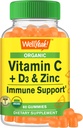VelJa Økologisk Vitamin C + D3 + Zinc Gummies - Immun Boosting, Antioksidant-Rich, og Bein Helse Støtter, USDA Organic, Vegan og ikke-GMO - Glutenfri, Nut-Free Gummy - 60 Telling
