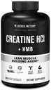 Jacked Factory Creatine HCL + HMB Kapsler - Synergisk CON-CRET, myHMB, & vitamin D formel for forbedret vekst, styrke, og redusert muskelnedbrytning - 150 Kapsler