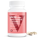 Jern Supplements for kvinner menn, Vegansk jern bisglyonat 30mg Plus Vitamin C, B12, Folsyre - Jernpiller for anemi, helseblod og energi støtte - Gentle, høy absorpsjon, ikke-GMO - 90 kapsler