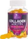 Collage Gummies med 2500mcg Biotin, Vitamin C & Zinc - Hydrolysert Collage Peptide Type 1 & 3 Supplement - Avansert hår, hud og neglevekst støtte for kvinner og menn, Glutenfri, ikke-GMO - 60 greve