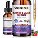 GREENPEOPLE Nyre Cleanse Detox & Repair - 27-i-1 Nyre og lever dråper med 20:1 Cranberry Extract & Chanca Piedra, alkohol-fri kosttilskudd for Urin Tract & Liver Support (2 Oz 1 Pack, Blueberry)