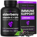 NutraChamps Elderberry med vitamin C og sink - 5 i 1 immunitet Supplement, 10 000mg Sambucus Black Elderberry Kapsler med vitamin D3 5000 IU, Sambucus Elderberry Extract Immun støtte for voksne