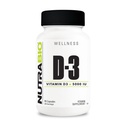 NutraBio Vitamin D (5000 IU), immunstøtte - 90 Grønnsaker Kapsler