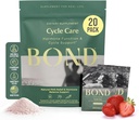 BOND Syklus Care – PMS støtte Supplement & Hormon Balance for kvinner – Cortisol Reduser med Ashwagandha, L-Tryptophan, Magnesium, Cramps & Mood Relief, Jordbær Drink Bland - 20 Reisepakker