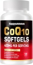 CoQ10-400mg-Softgels med PQQ, Omega-3, Coenzym Q10(Ubiquinon) Supplement for høyabsorpsjon, kraftig-antioksidant, støtte hjerte og energi-produksjon, 120 serveringer.