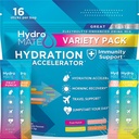 HydroMATE Electrolyte pulver Variety Pack Hydration Packets Lavt sukker 16 Count