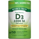 Naturens sannhet vitamin D3 2000 IU Softgels for voksne | 150 greve | høy styrke | Ikke-GMO og Glutenfri Supplement