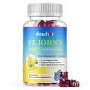 St John's Wort Gummies 600mg, 3 i 1 organisk urtetilskudd for stress lindring, nervesystem støtte, med Ashwagandha & hellig basil ekstrakt for voksne og barn, ikke-GMO, Vegan, 60 ct.