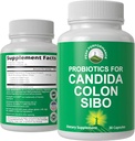 Probiotika for Candida, Colon Cleanse, IBS og SIBO-støtte. Legen anbefalt Probiotic Supplement. Gut helse og overvekst behandling kapsler for kvinner og menn