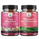 Bundle av avansert PMS støtte Supplement for lav energi Mood Support Periode Kramper og blomstring relief for kvinner og ekstra styrke så Palmetto for kvinner - DHT blokkere tykkere hår vitamin