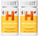 Habitmetabolisme Supplement 2 Pack (120 Kapsler) - Støtter Digestiv Helse og Metabolisme, Vitamin B12, Selenium, Chromium, Apple Cider Vinegar, Vegansk, Ikke-GMO