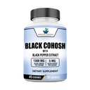 Amerikansk standard kosttilskudd svart cohosh 1300mg per servering med svart pepper frukt ekstrakt - Vegansk, glutenfri, ikke-GMO, 90 kapsler, 45 serveringer