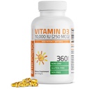 Bronson Vitamin D3 10.000 IE (250 mikrog) høy styrke - støtter sunn immunsystem, sterke bein, muskler og tenner - ikke GMO, 360 Softgels