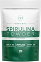 Spirulina Powder Organic 225g - 64 Serveringer 3,5g Serveringsstørrelse - USDA sertifisert - RAW Nutrient Dense Over 70% Protein Per Serving - Purest Source Vegansk Protein - Superfood
