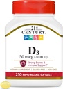 21st Century D3 2000 IU Softgels, 250 Antall