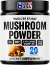 Umiddelbart Mushroom Powder 10:1 – Cordyceps Mushroom Supplement med Reishi, Chaga & Shiitake – Koffeinfri natten drikk med B6, B12, D + Probiotika Mushroom Cacao organisk blanding (ingen søtning)