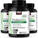 Force Factor ProbioSlim ekstra styrke probiotiske kosttilskudd for kvinner og menn med 30 milliarder CFU og grønn te ekstrakt for Gut helsestøtte, blooting og gass relief, 120 greve (pakke av 3)