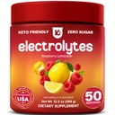 Keppi Electrolytes pulver – bringebær sitronade flavor 50 serveringer – Ingen sukkerhydrasjon Supplement med magnesium, kalium, natrium – keto, vegansk, Fastevennlig, Zero Calorie Electrolyte Drink