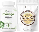 Mikroingredienser Vitamin D3 10.000iu + K2 200mcg Kokosolje Softgels & Moringa Oleifera 6.000mg Ekvivalent 300 Kapsler Bundle 2 Pack | Essential Sunshine vitaminer | Antioksidant Supplement
