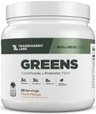 Transparent Labs Prebiotic Greens - Superfood pulver og antioksidanter Supplement med organisk Spirulina, Chloerra, Acacia, & Grønn Banan pulver - 30 Services, Peach Mango