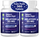 Naturens perfekte natt | Melatonin 20 mg | 180 Hurtigoppløselige tabletter, 2-Pack | Naturlig blandet Berry Flavor |High Potens | Sukkerfri | Vegansk | Glutenfri | 2 greve