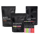 Idrettsforskning Multi Flavor Hydrate Electrolytes Packets, Nederlandsk Sjokolade Flavored Whey Protein Isolate Powder og Unflavored L-Glutamin