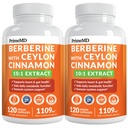 21-i-1 Berberin Supplement med ceylon kanel med kromium, biter melon og grønn te ekstrakt og svart pepper ekstrakt 5X for energi og metabolisme støtte med 5279 mg (120 ct, pakke med 2)