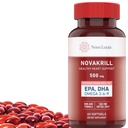 NovaKrill Krill Oil Omega 3 Supplement – 1000 mg Softgels med EPA, DHA, Astaxanthin – Ingen fiskelig ettersmak – lett å svelge Antarktiskrillolje – 60 flytende kapsler