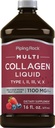 Piping Rock flytende kollagen 16 fl oz | 1100 mg | Frukt Flavor | Multi collagen Peptider | med vitamin C | Ikke-GMO, Glutenfri Supplement