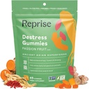 De-stress Gummies med amerikansk Ginseng, Turmeric og Goji - Assist med stress Relief & Mood Boost, All-Naturlig Relaxation, Lavsugar, 45 Vegan Gummies, Lidenskapsfrukt (45 Gummies (Pack of 1))