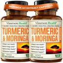 Moringa + gurkemeie Curcumin Supplement for felles helse, Gut helse, energi og immunstøtte - Total wellness Formula - Tumeric Curcumin med svart pepper & Moringa ren kapsler - 60 greve - 2 pakke
