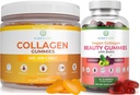 Rense livet Marine Collage & Vegan Collage Bundle, Gummies Vitaminer for hår hud og negler Helse (90 Chews), pore Reduser & Elasticity, Erstatte kapsler, piller