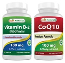 Beste Naturals Vitamin B2 (Riboflavin) 100 mg & COQ10 100 mg